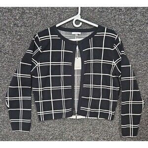 Sioni Women's S Small Windowpane Cardigan Open Front Sweater Brand New NWT